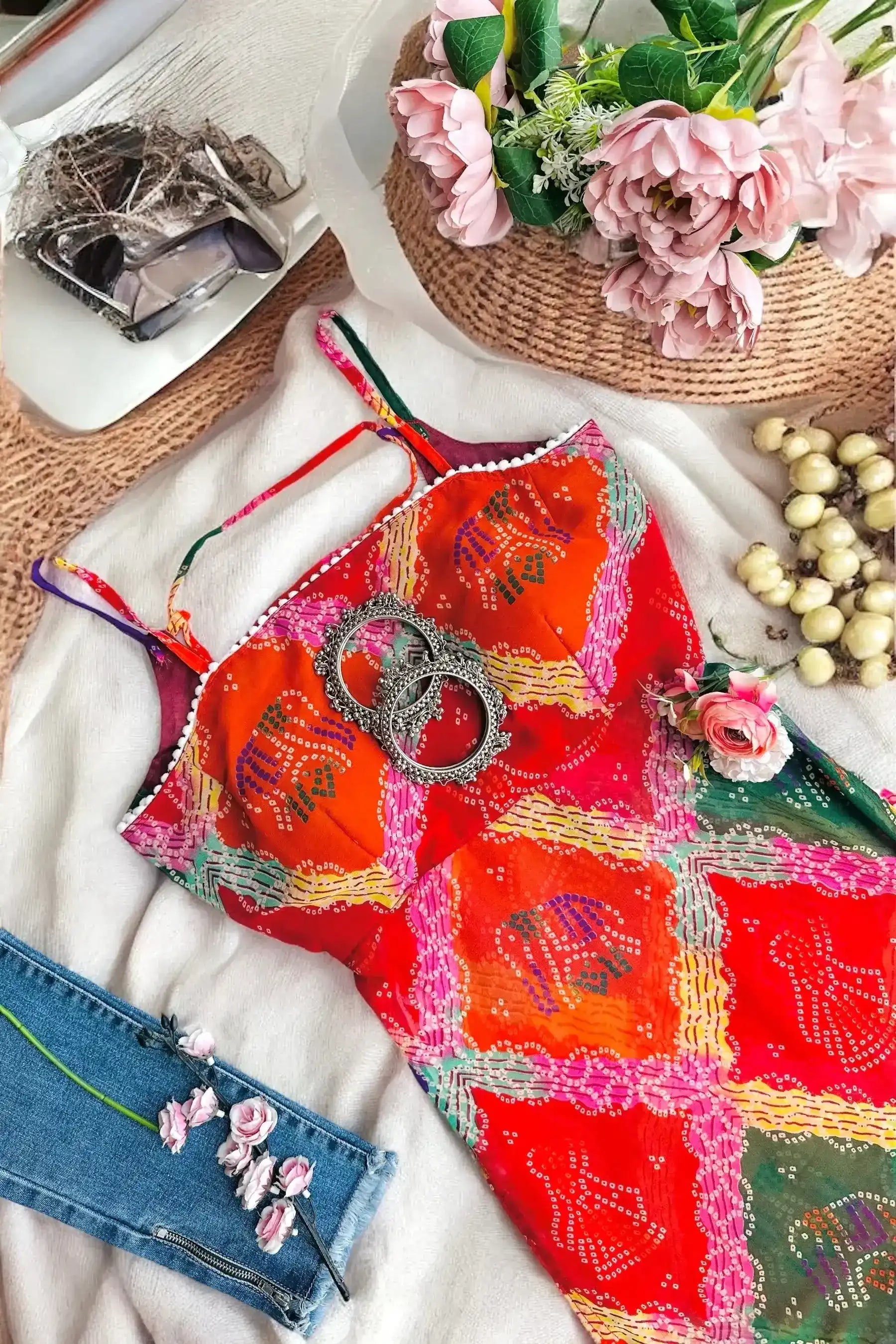 Bandhani Charm Back-Tie Top