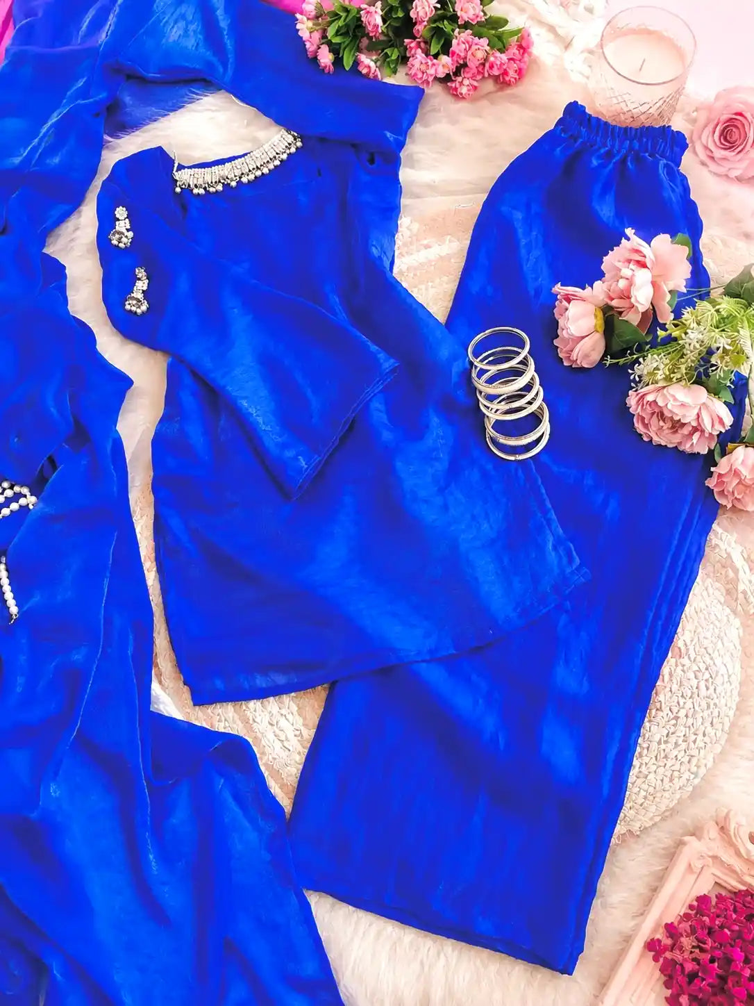 Royal Blue Solid Gulnaz Suit Set