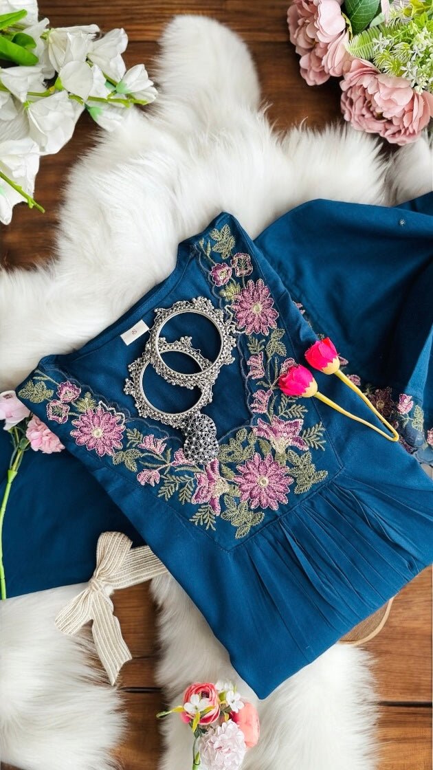 Rich Blue Embroidered Suit Set - Passion for Fashion by Shivani