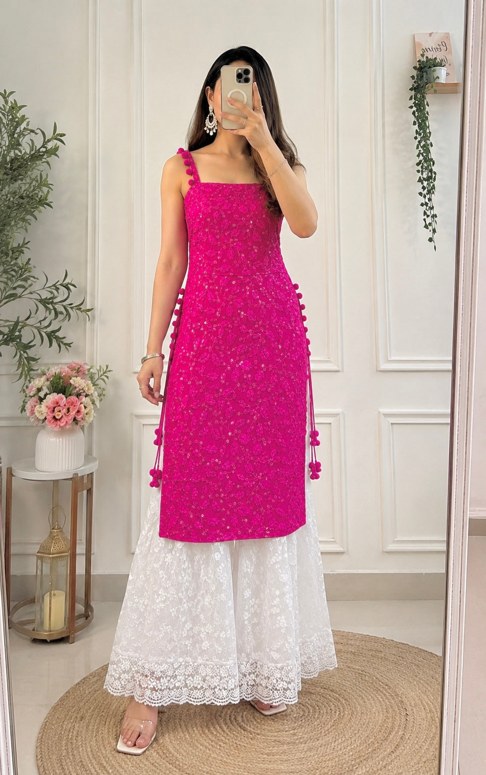Fuchsia Blush Gulnaz Embroidered Kurta