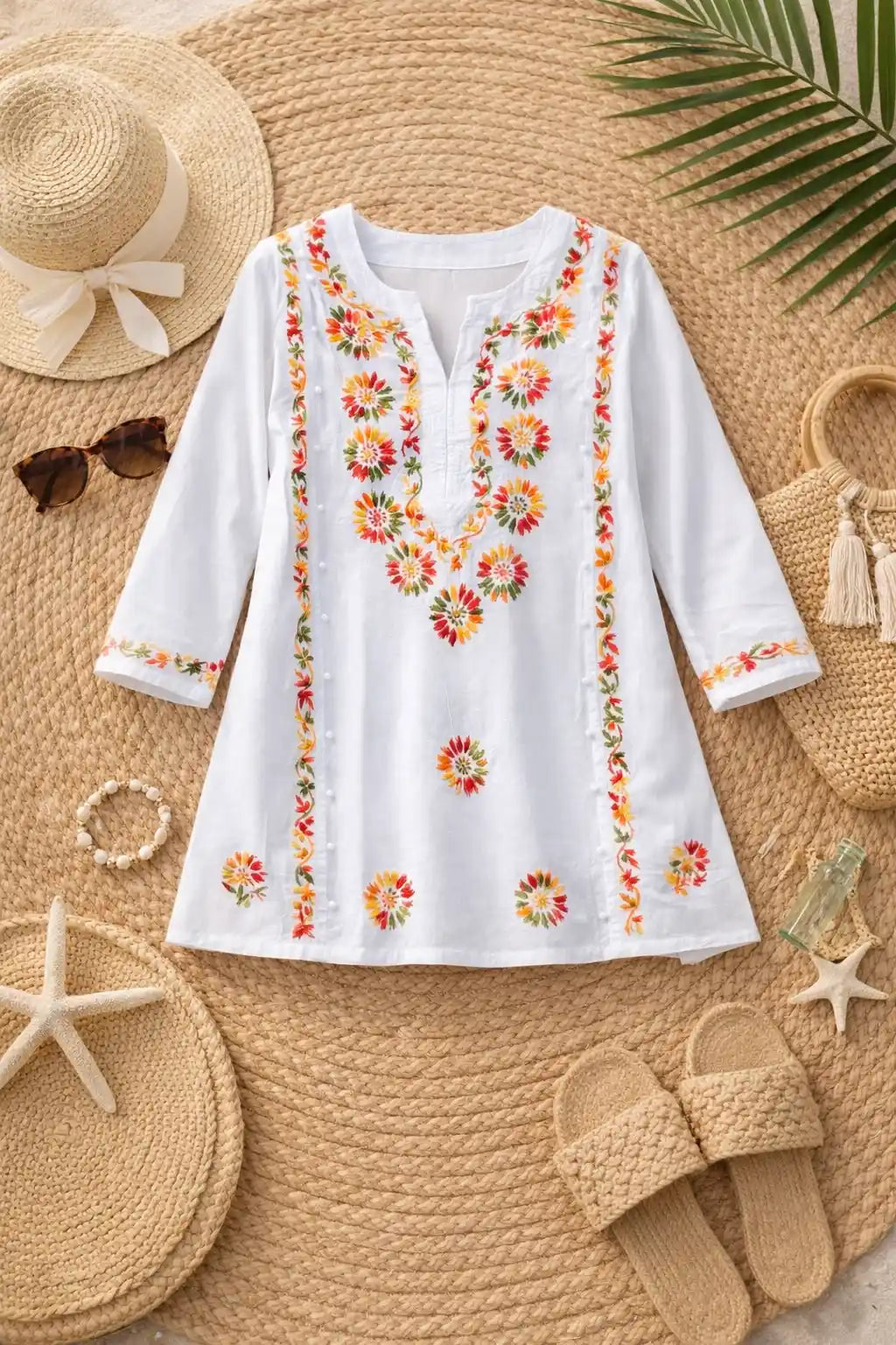 Noor Chikan Embroidered Cotton Kurta
