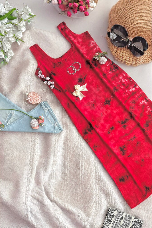 Red Tie Dye Kurta