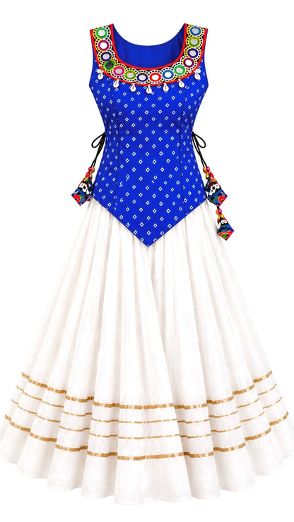 Royal Blue Bandhej Embroidered Top