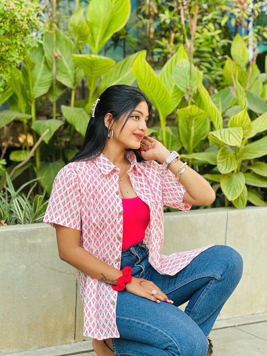 Pink Block Jaipuri Shirt