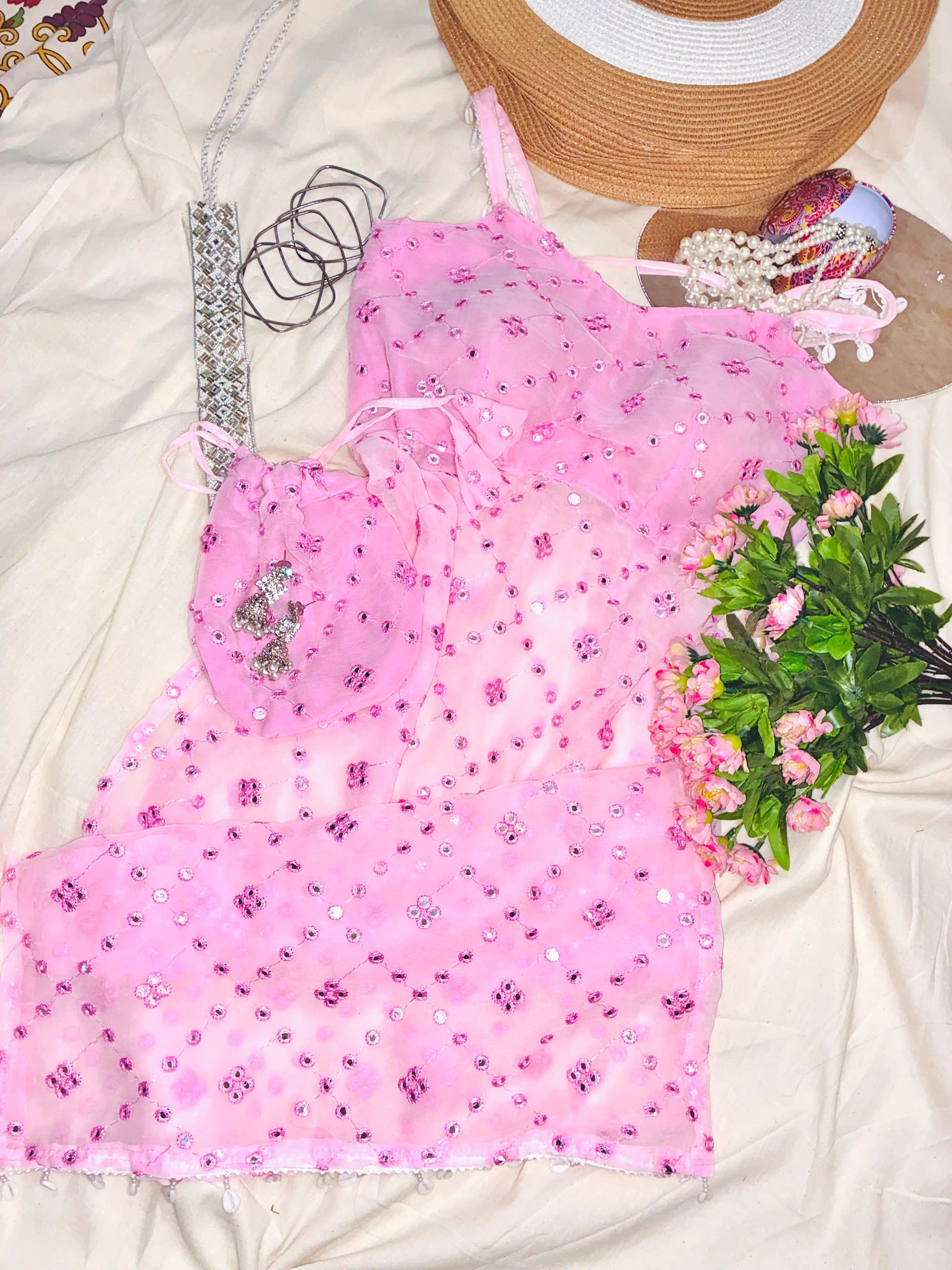 Blush Pink Gulnaz Embroidered Kurta