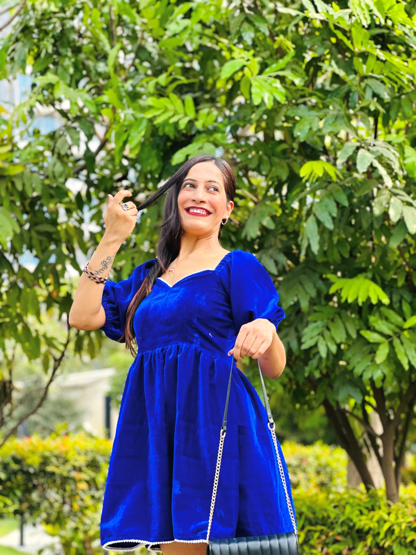 Royal Sapphire Velvet Dress
