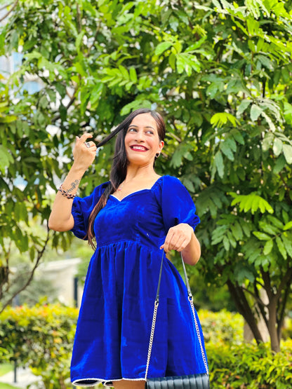 Royal Sapphire Velvet Dress