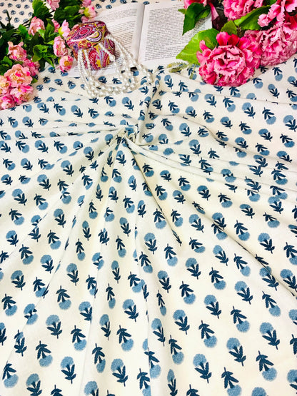 Blue Floral Buti Cotton Fabric