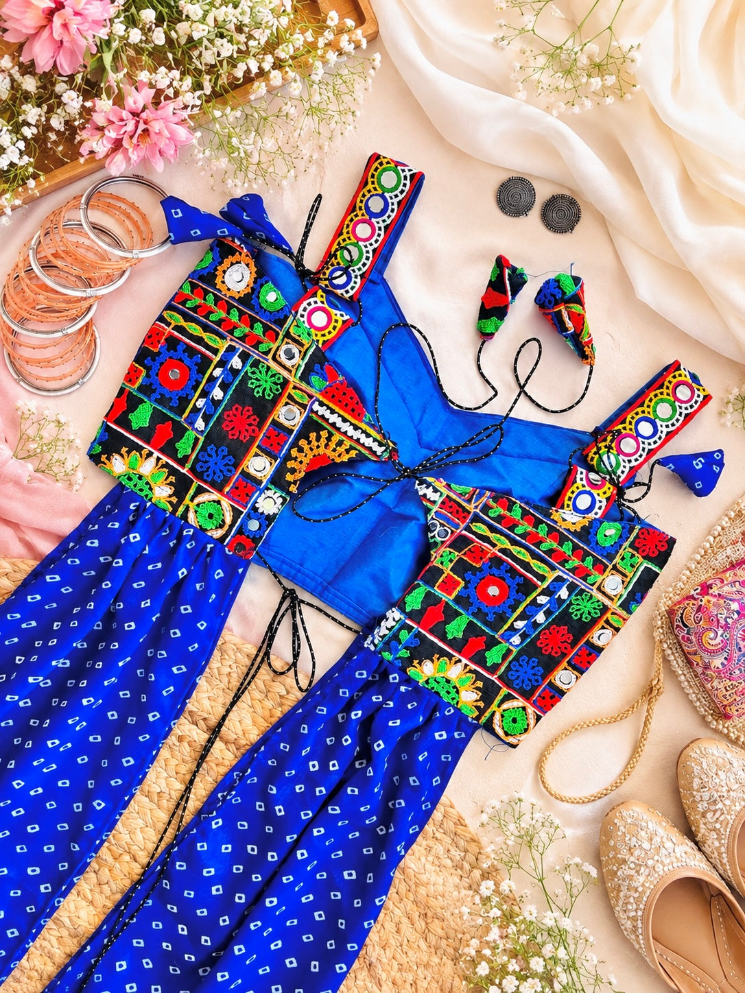 Royal Blue Bandhej Gamti Gulnaz Kurta