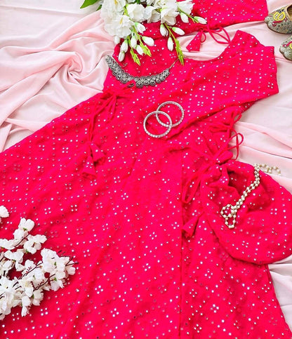 Hot Pink Mirror Gulnaz Anarkali