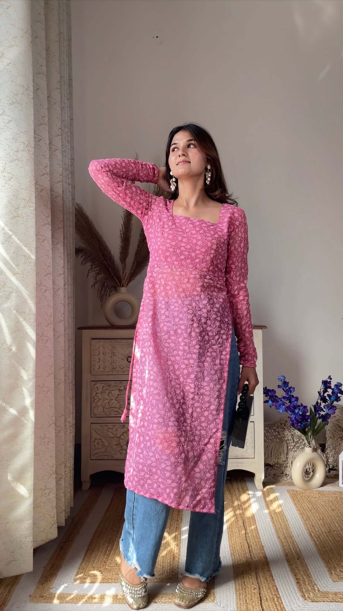 Swati's Pretty In Peach Gulnaz Kurta