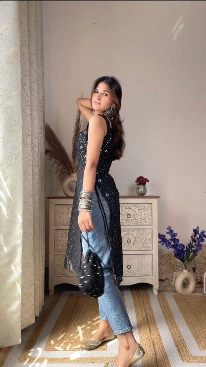 Swati's Twilight Black Gulnaz Kurta