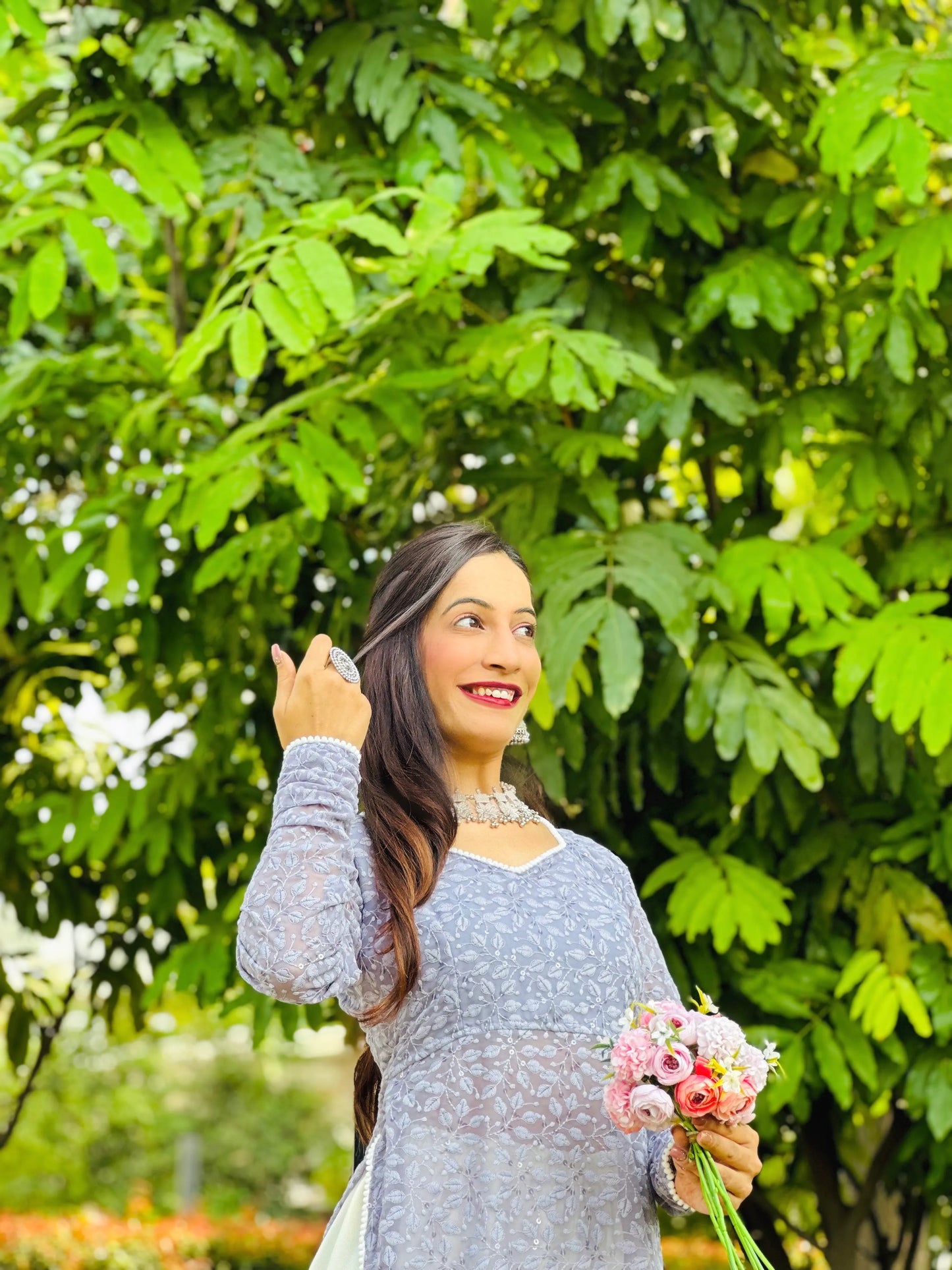 Pearly Grey Shell Gulnaz Kurta