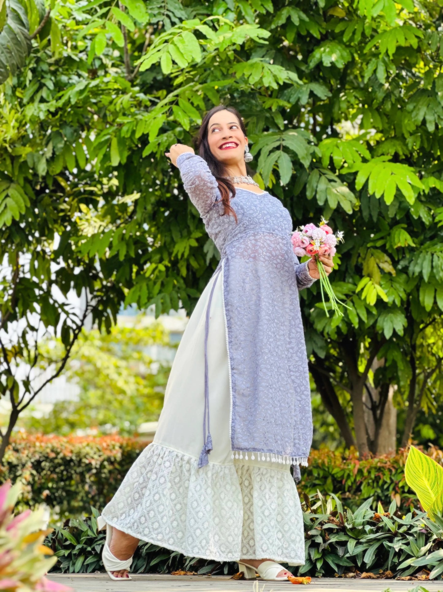 Pearly Grey Shell Gulnaz Kurta