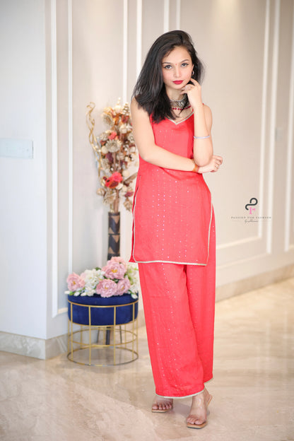 Timeless Red Gulnaz Cord Ensemble