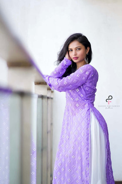 Blush Lilac Mirror Gulnaz Kurta