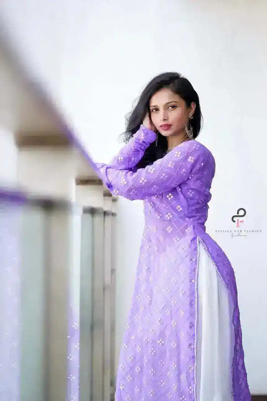 Blush Lilac Mirror Gulnaz Kurta