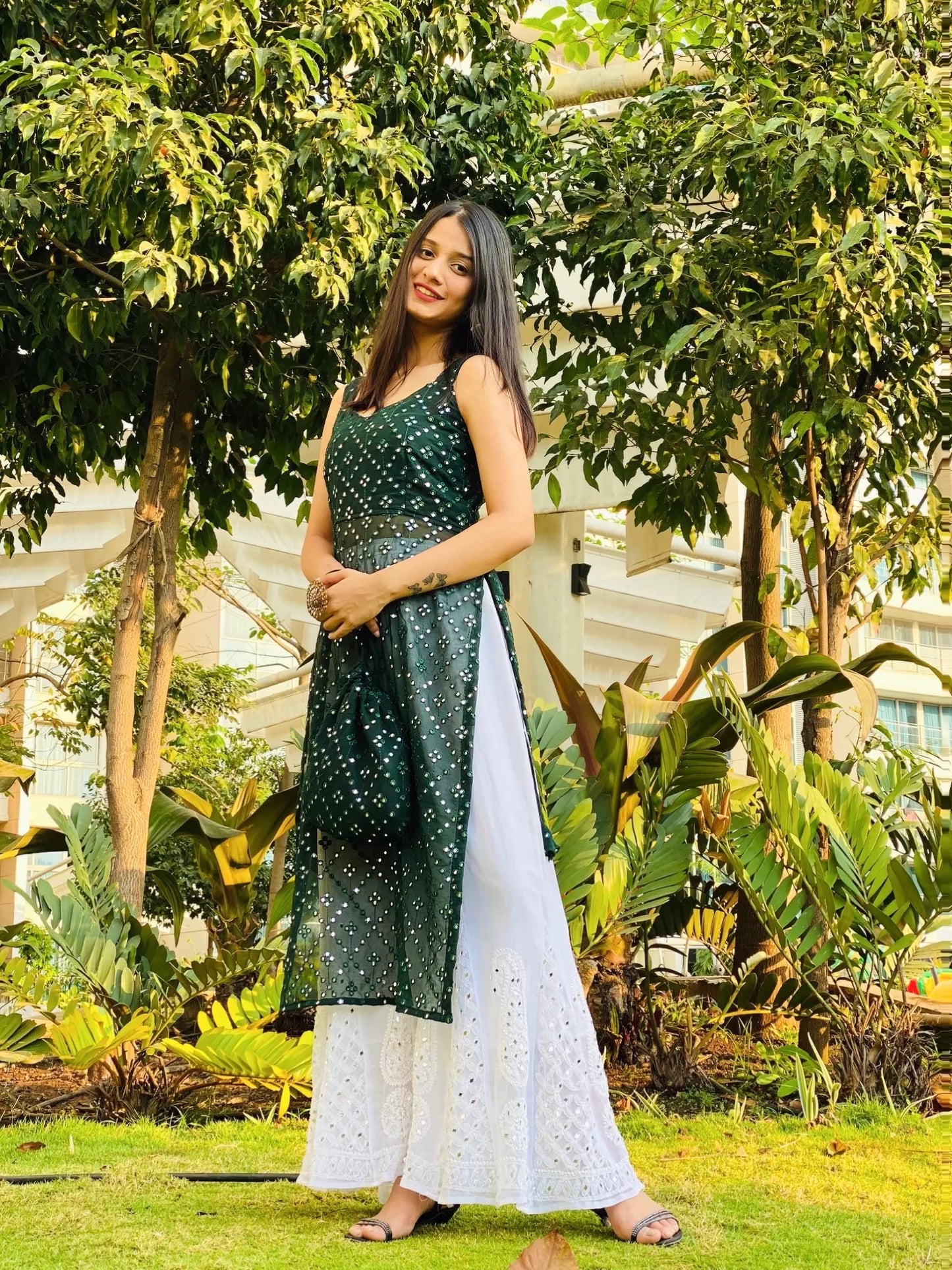 Mahima's Green Mirror Gulnaz Kurta