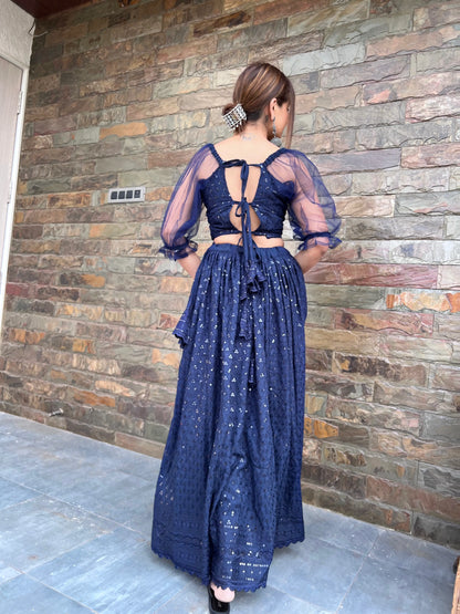 Fenil's Blue Gulnaz Skirt Ensemble