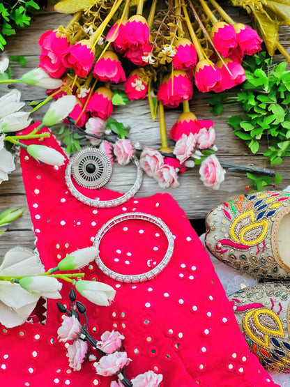 Salmon Pink Mirror Gulnaz Kurta