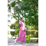 Rose Pink Textured Farsi Suit Set