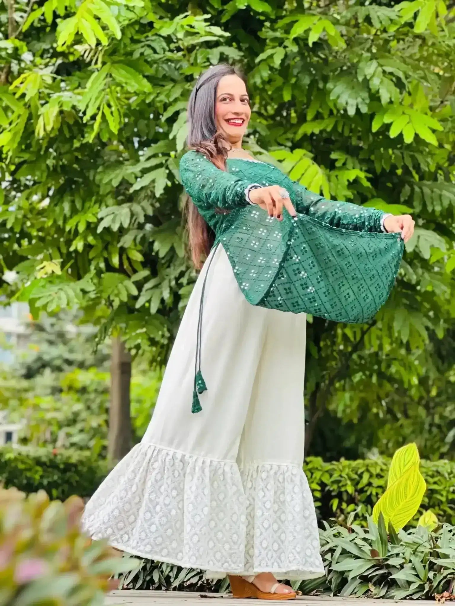 Lawn Green Mirror Gulnaz Kurta - Passion for Fashion by Shivani
