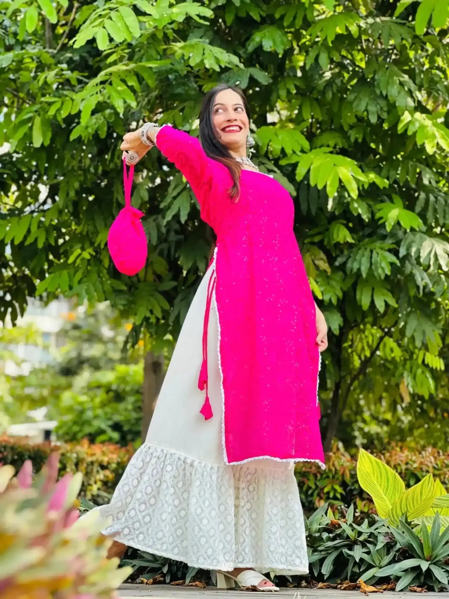 Luxe Pink Embroidered Gulnaz Kurta - Passion for Fashion by Shivani