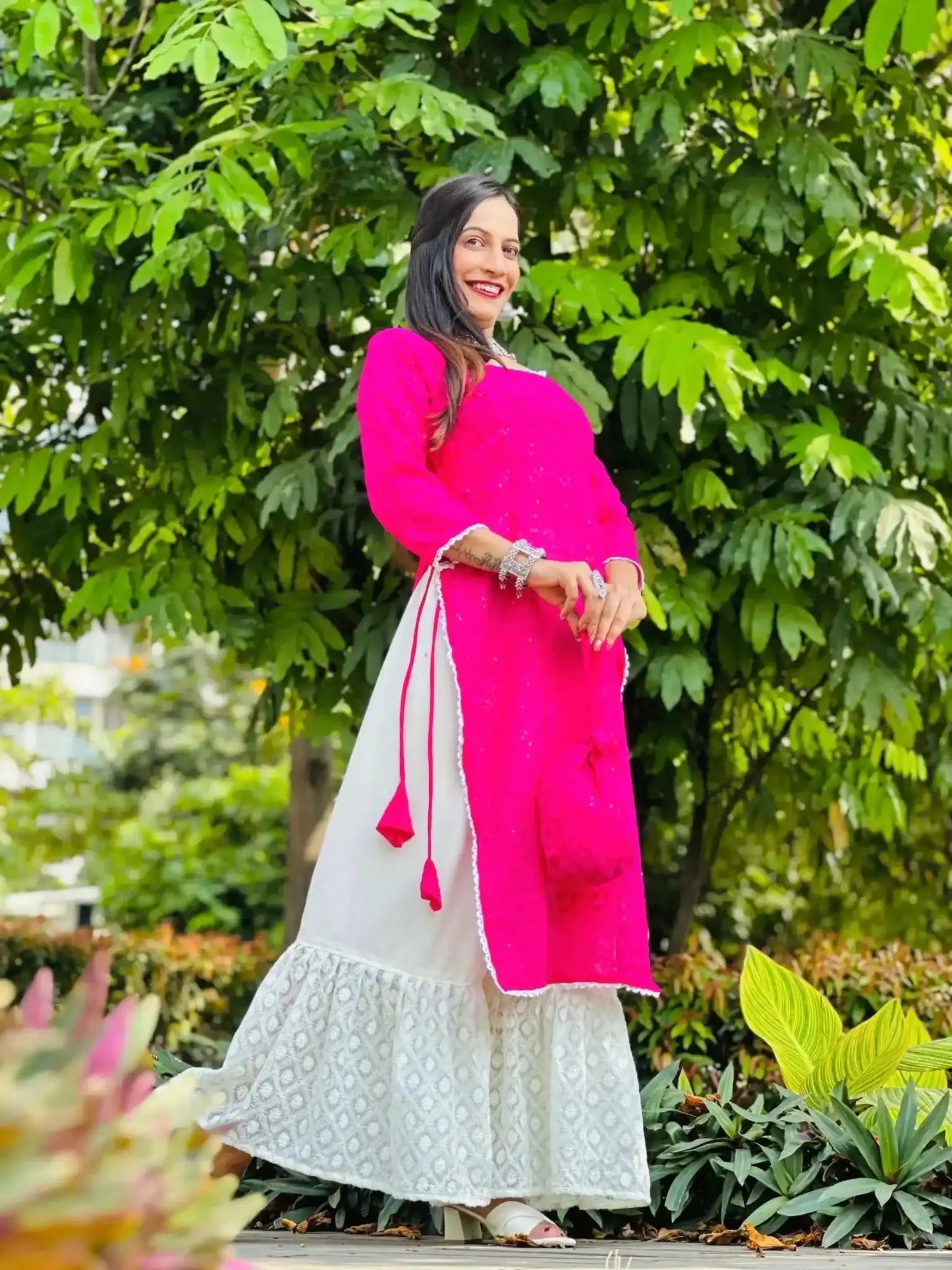 Luxe Pink Embroidered Gulnaz Kurta - Passion for Fashion by Shivani