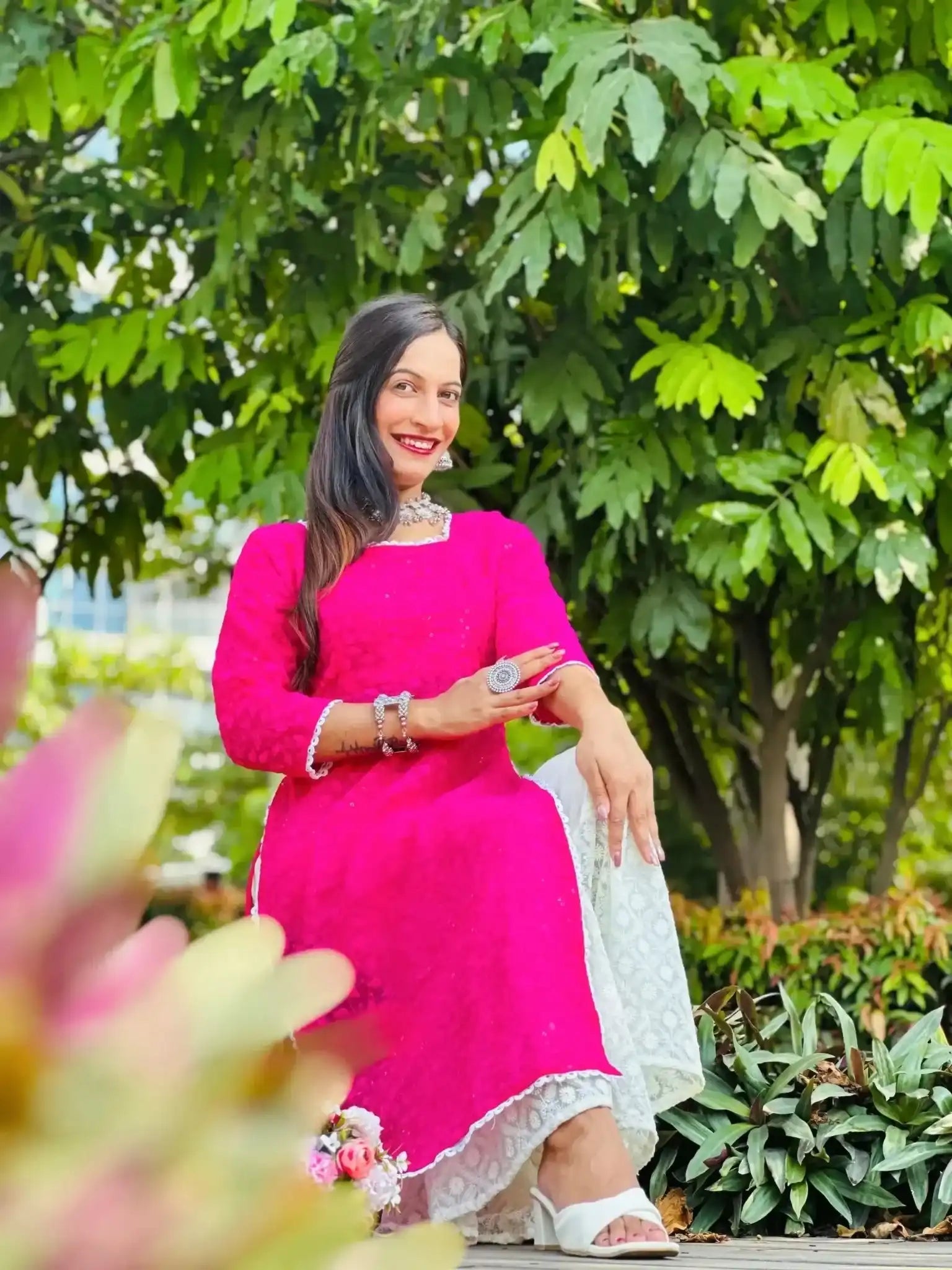 Luxe Pink Embroidered Gulnaz Kurta - Passion for Fashion by Shivani