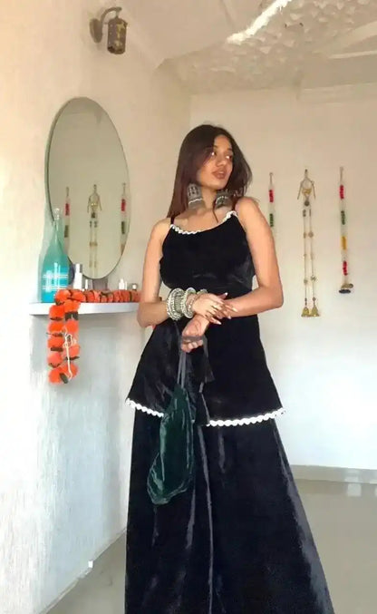 Meher's Daisy Black Gulnaz Ensemble - Passion for Fashion by Shivani