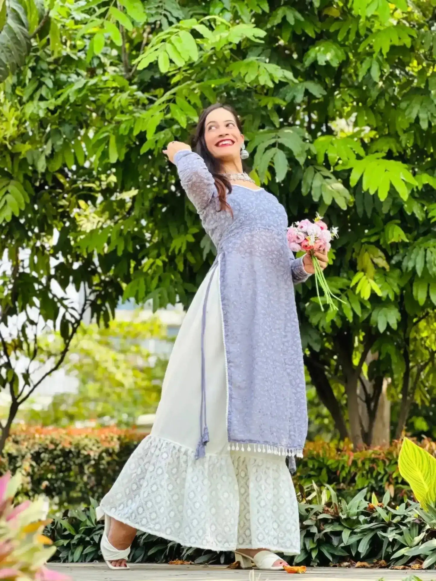 Pearly Grey Shell Gulnaz Kurta - Passion for Fashion by Shivani