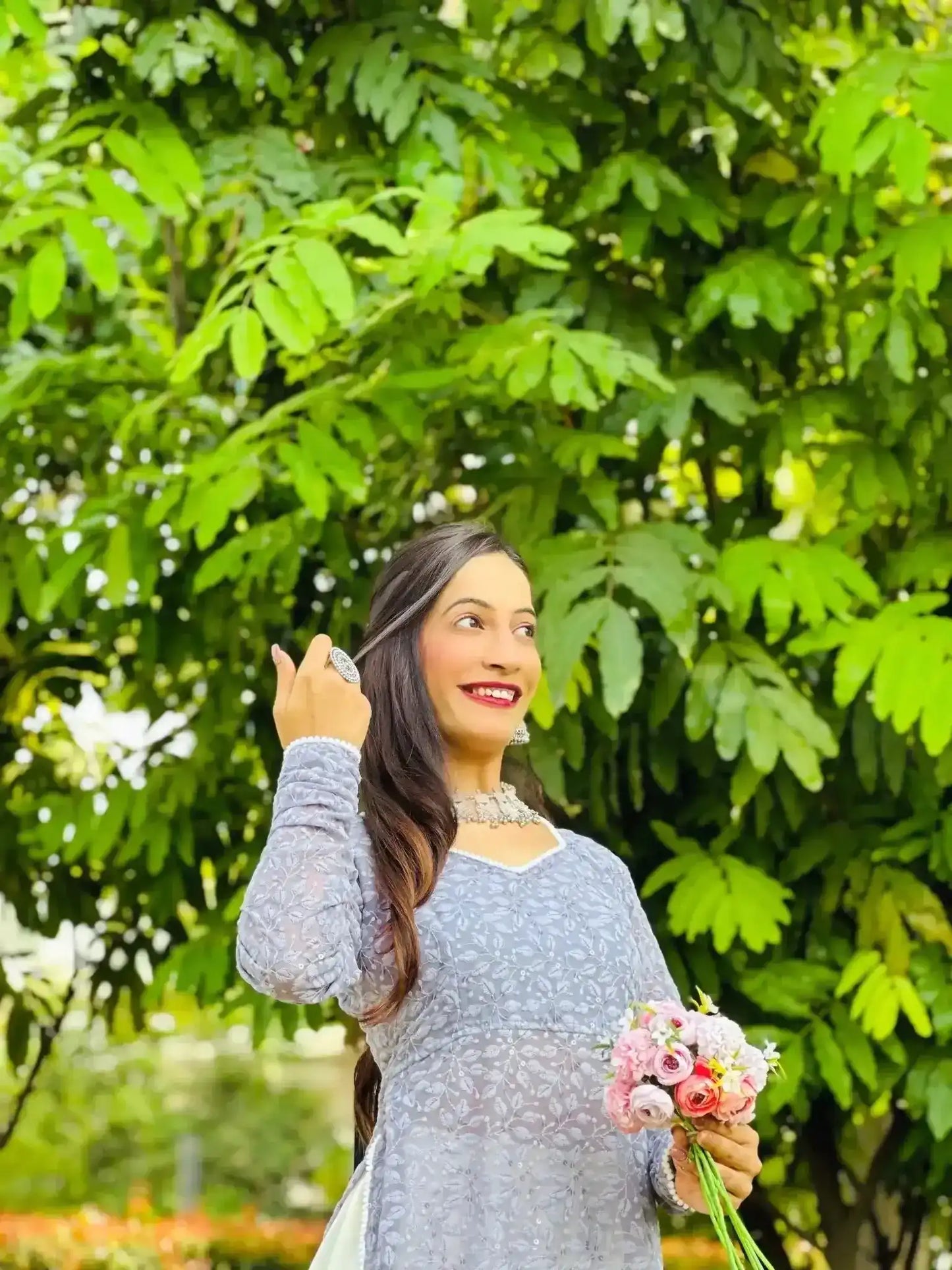 Pearly Grey Shell Gulnaz Kurta - Passion for Fashion by Shivani