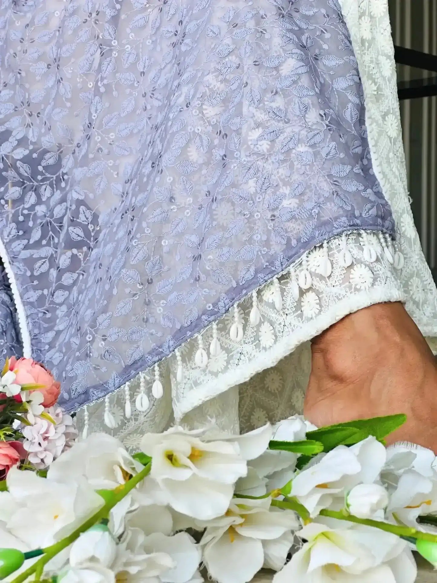 Pearly Grey Shell Gulnaz Kurta - Passion for Fashion by Shivani