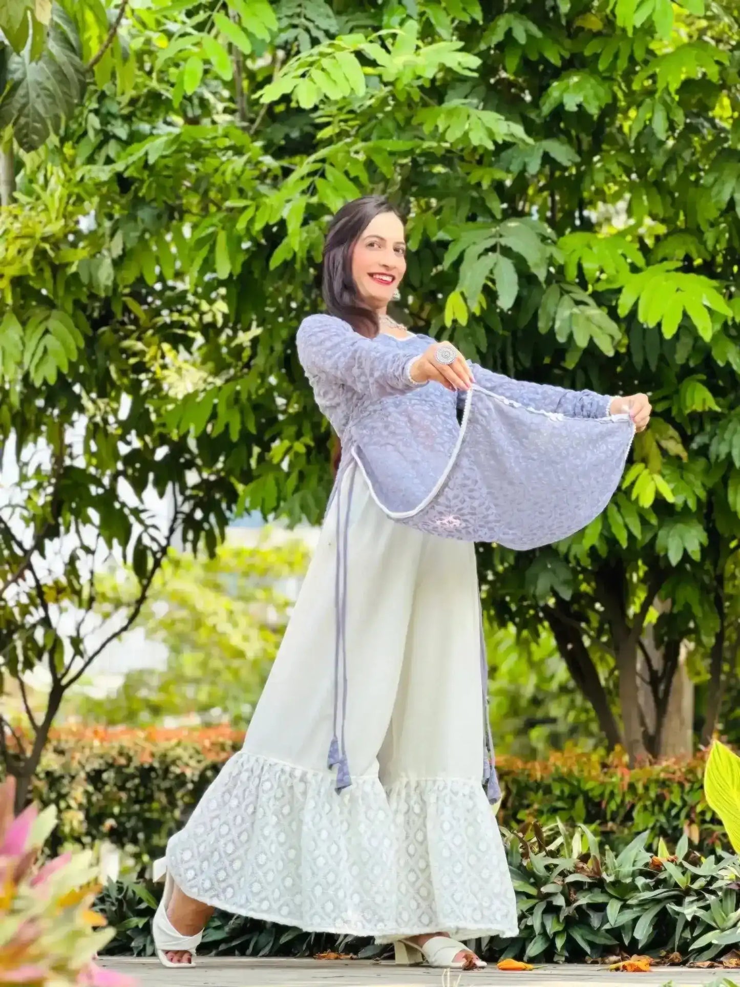 Pearly Grey Shell Gulnaz Kurta - Passion for Fashion by Shivani