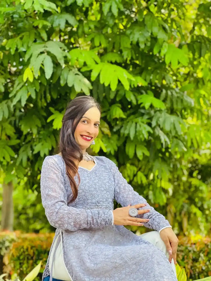 Pearly Grey Shell Gulnaz Kurta - Passion for Fashion by Shivani