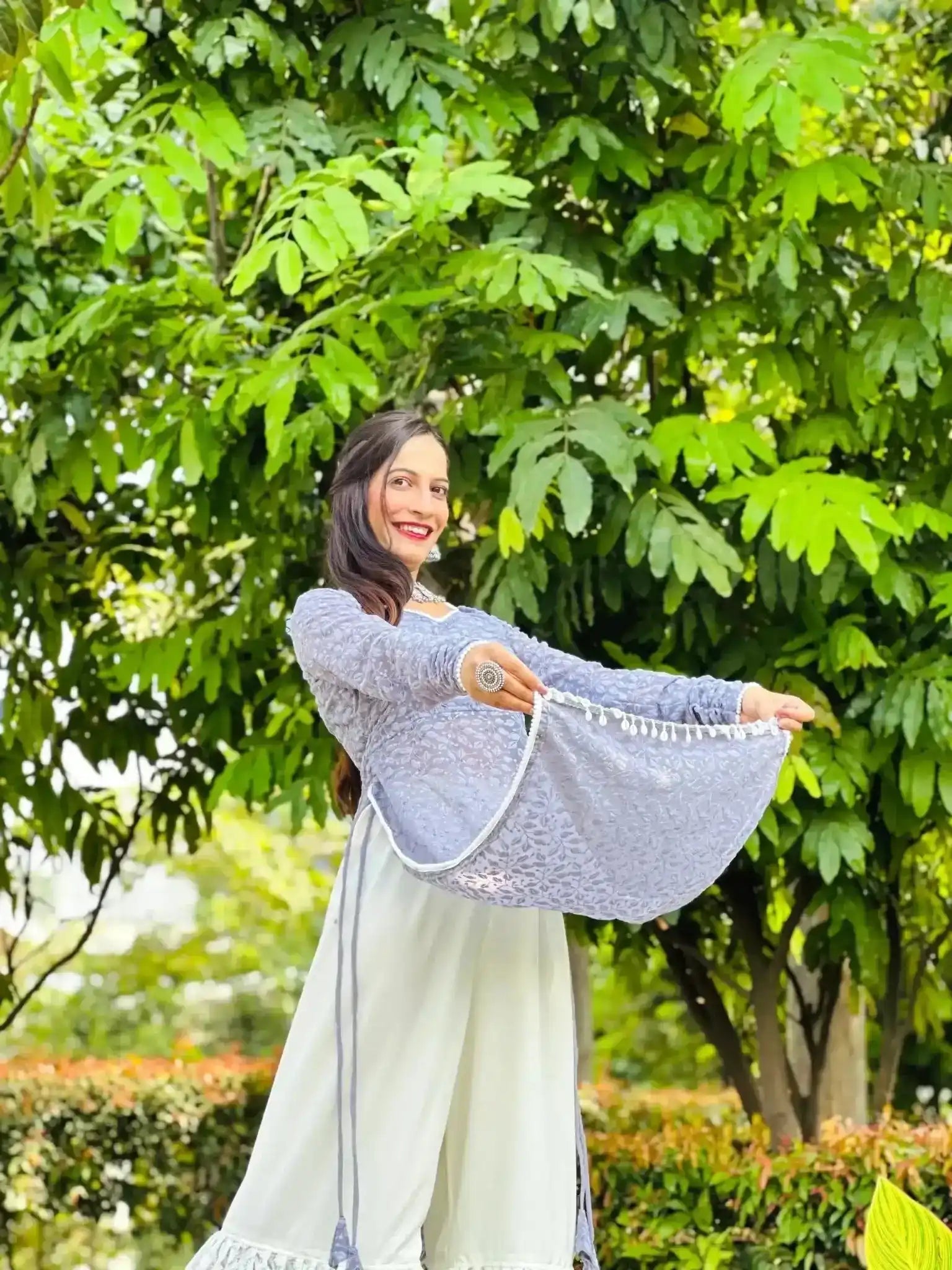 Pearly Grey Shell Gulnaz Kurta - Passion for Fashion by Shivani