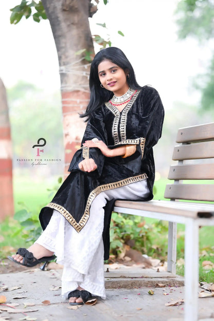 Rose Black Velvet Gulnaz Kurta