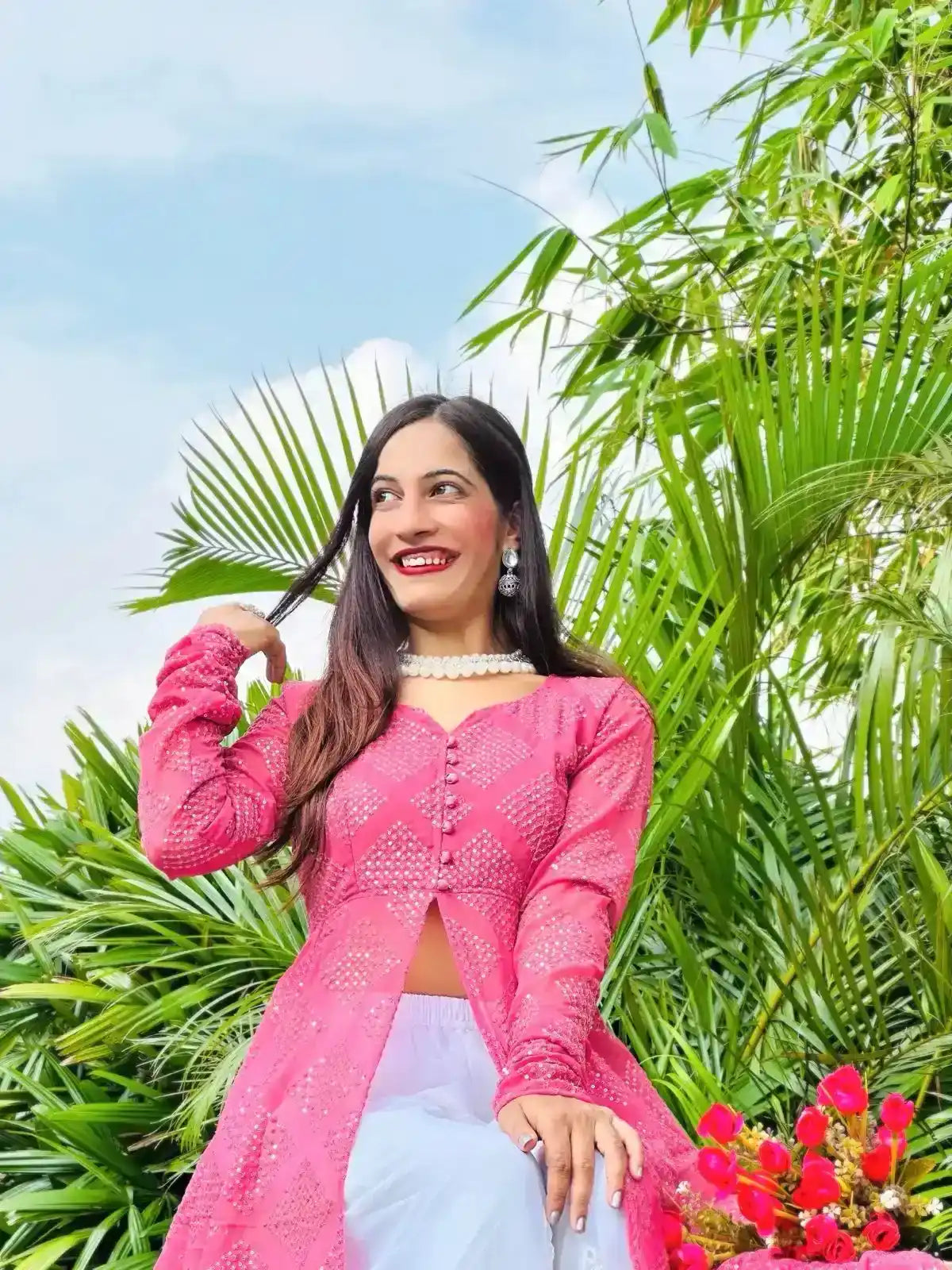 Apricot Peach Kali Styled Gulnaz Kurta