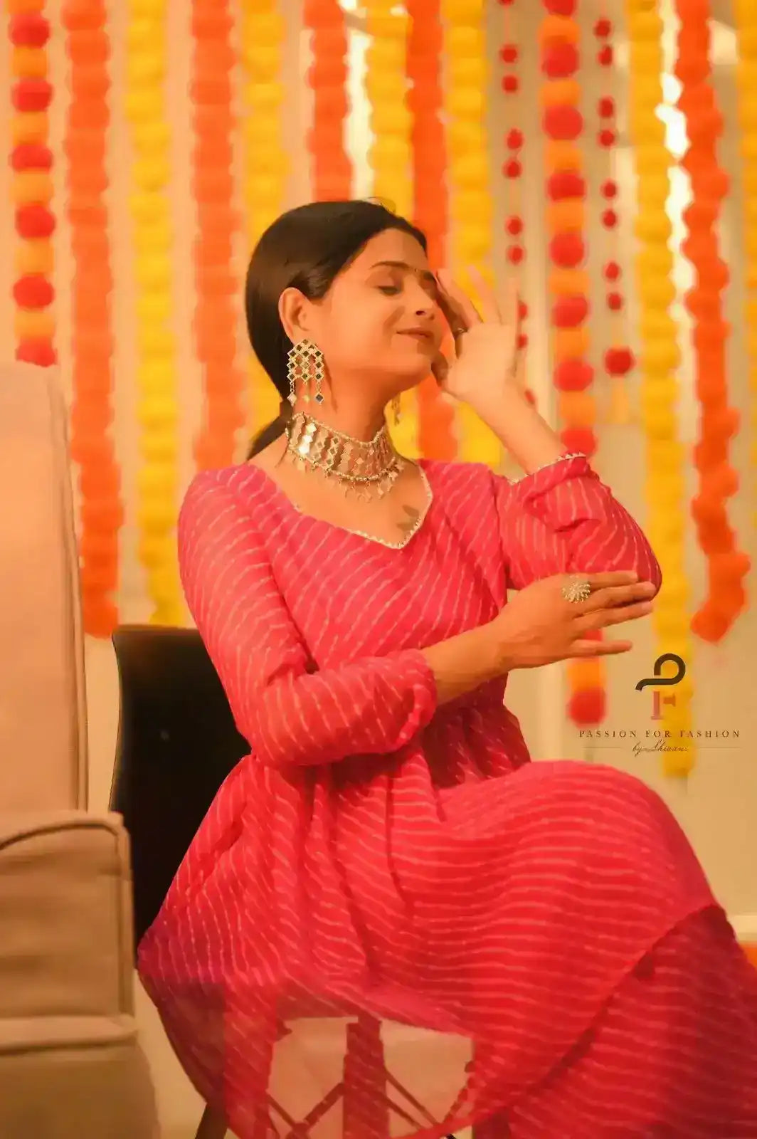 Blossom Pink Lehriya Gulnaz Ensemble