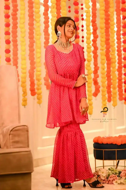 Blossom Pink Lehriya Gulnaz Ensemble