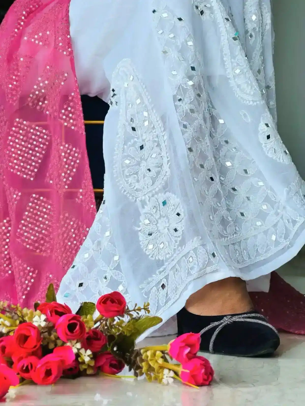 Apricot Peach Kali Styled Gulnaz Kurta