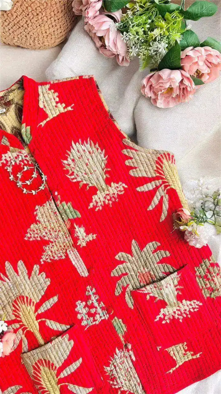 Red Quilted Jaipuri Jacket