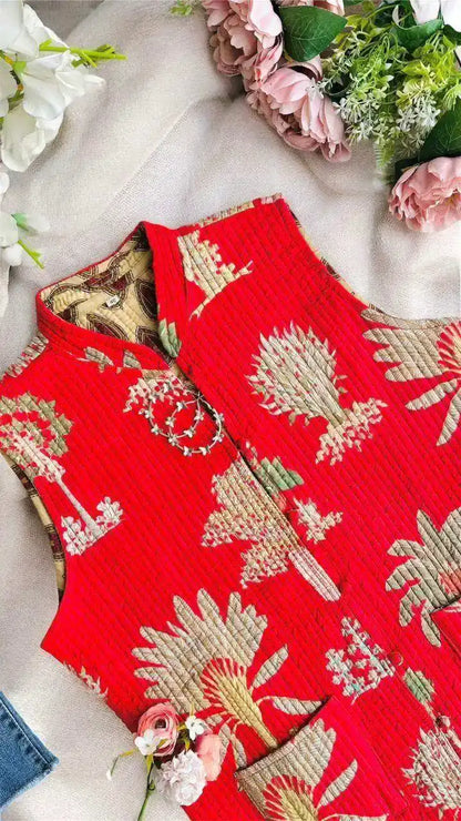 Red Quilted Jaipuri Jacket