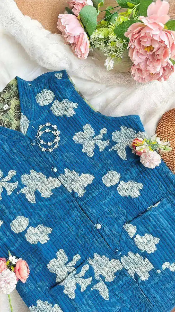 Blue Floral Jaipuri Jacket