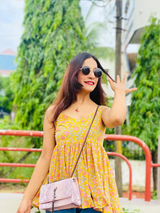Mulmul Bliss Floral Peplum Top