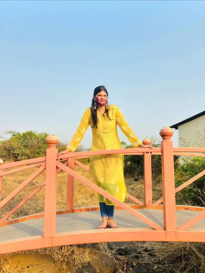 Sunflower Yellow Noor Chikan Kurta