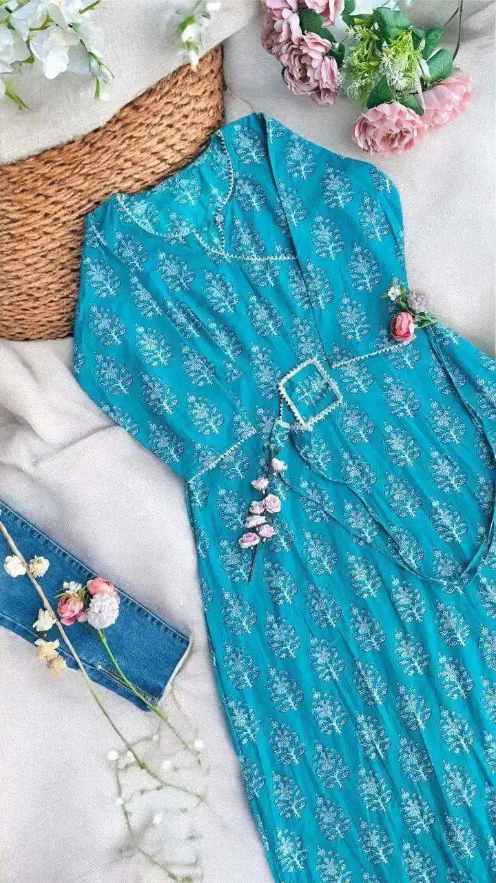 Blush Blue Handblock Kurta