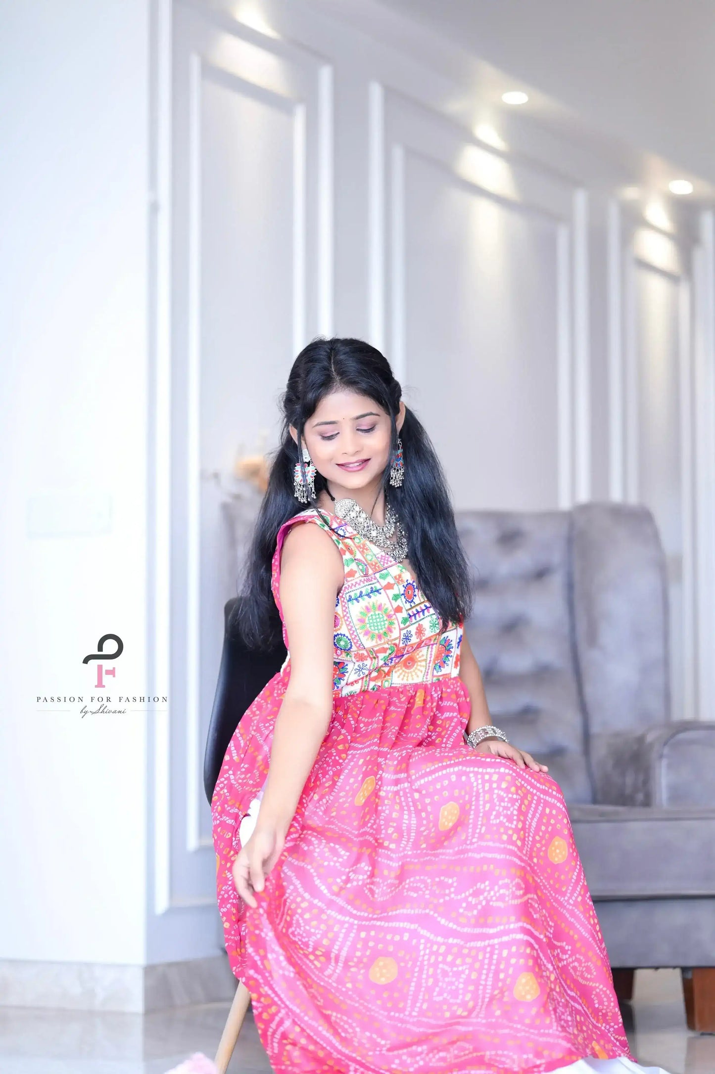 Rosy Pink Bandhej Gulnaz Embroidered Kurta