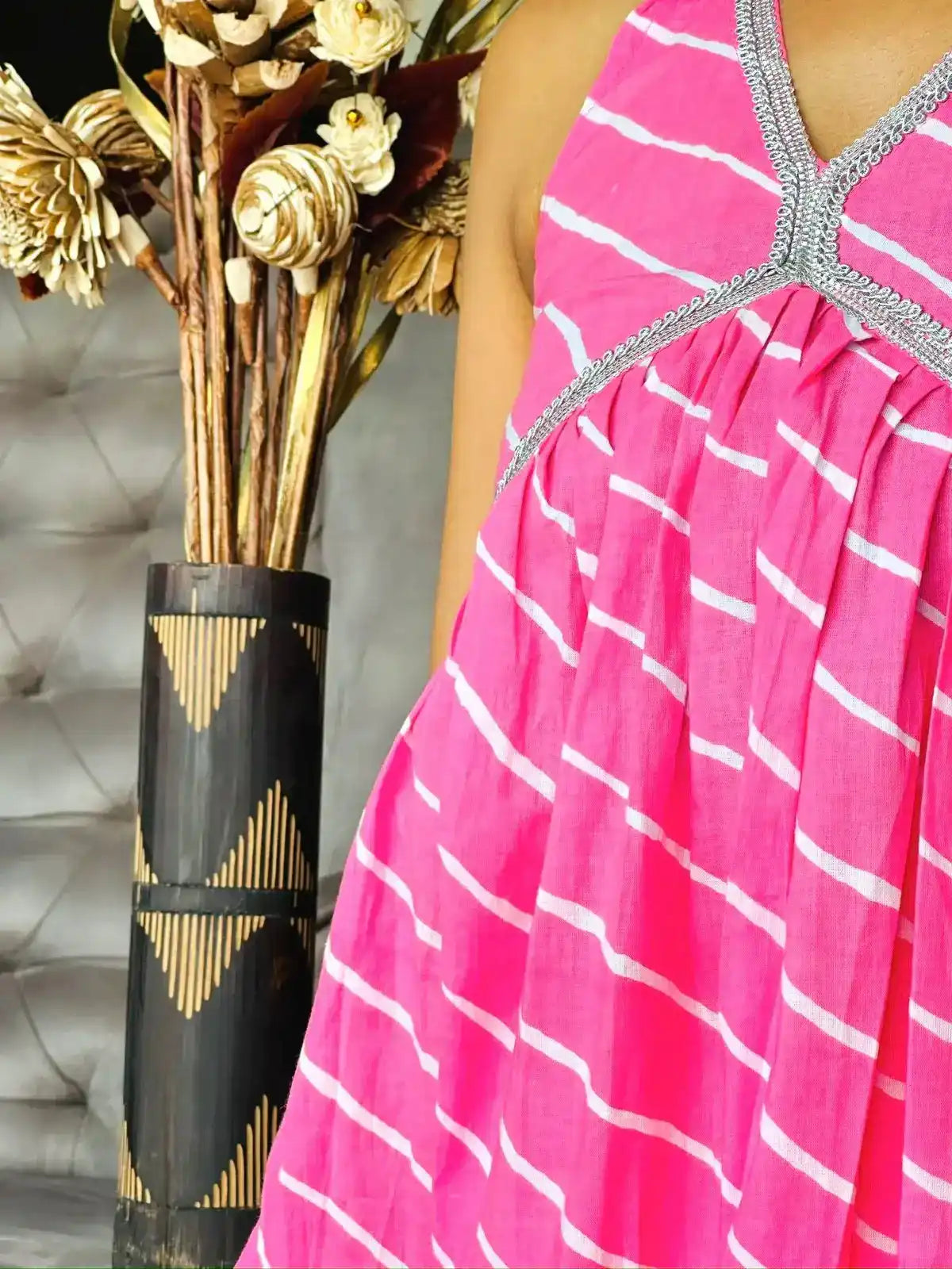 Blush Pink Lehriya Nyra Gulnaz Kurta