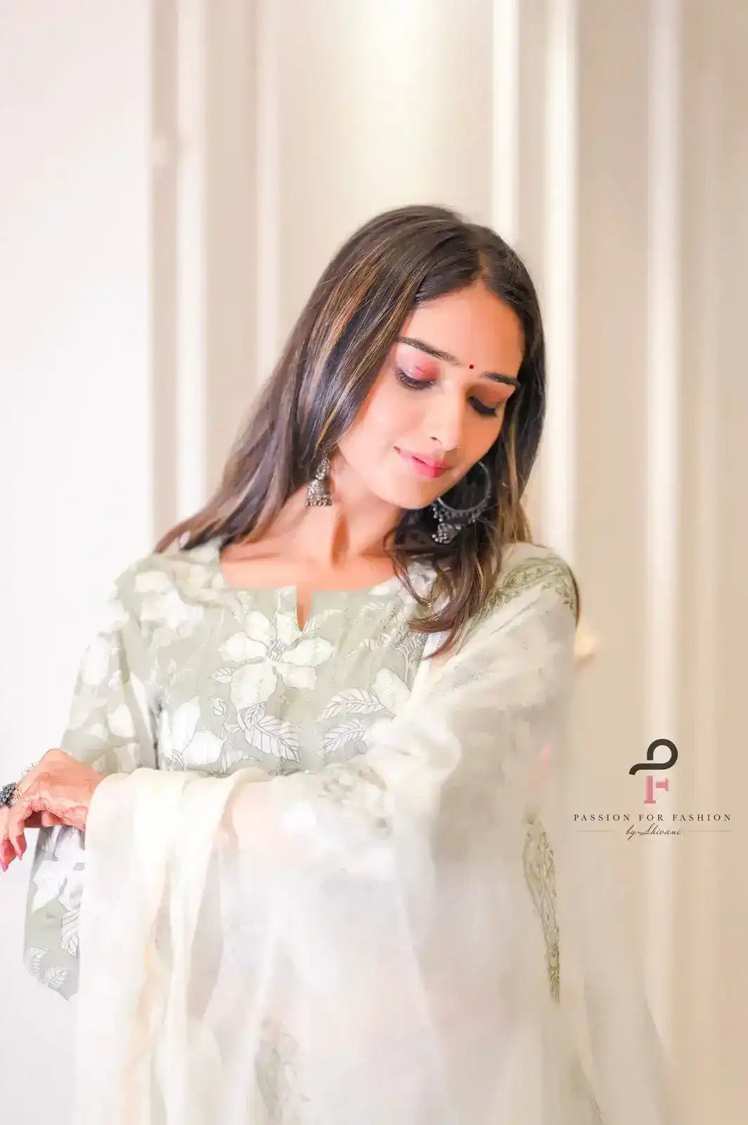 Blush Green Katha Work Meher Suit Set